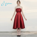 A-Line satin rouge plissé Sexy Formal Prom Dress Patterns